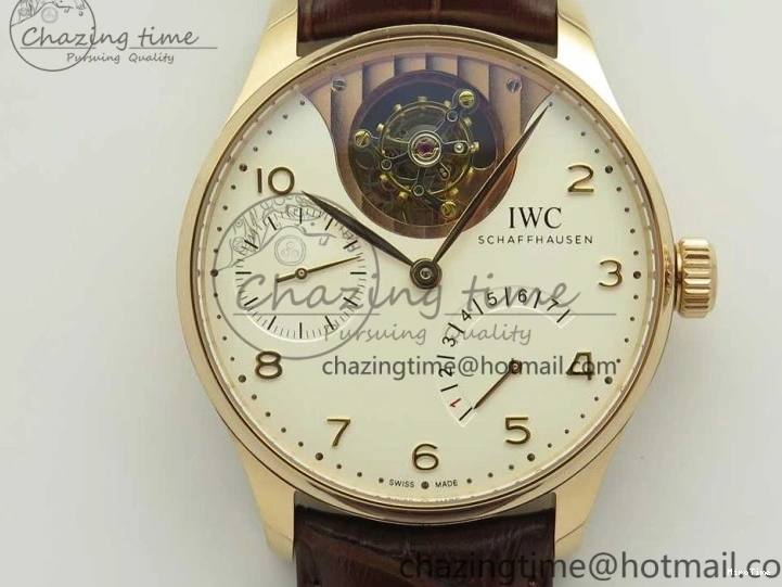 MIROTIME 0217 Portuguese Tourbillon IW5046 RG ZF Best Edition White Dial on Brown Leather Strap UrbanStyle 7144